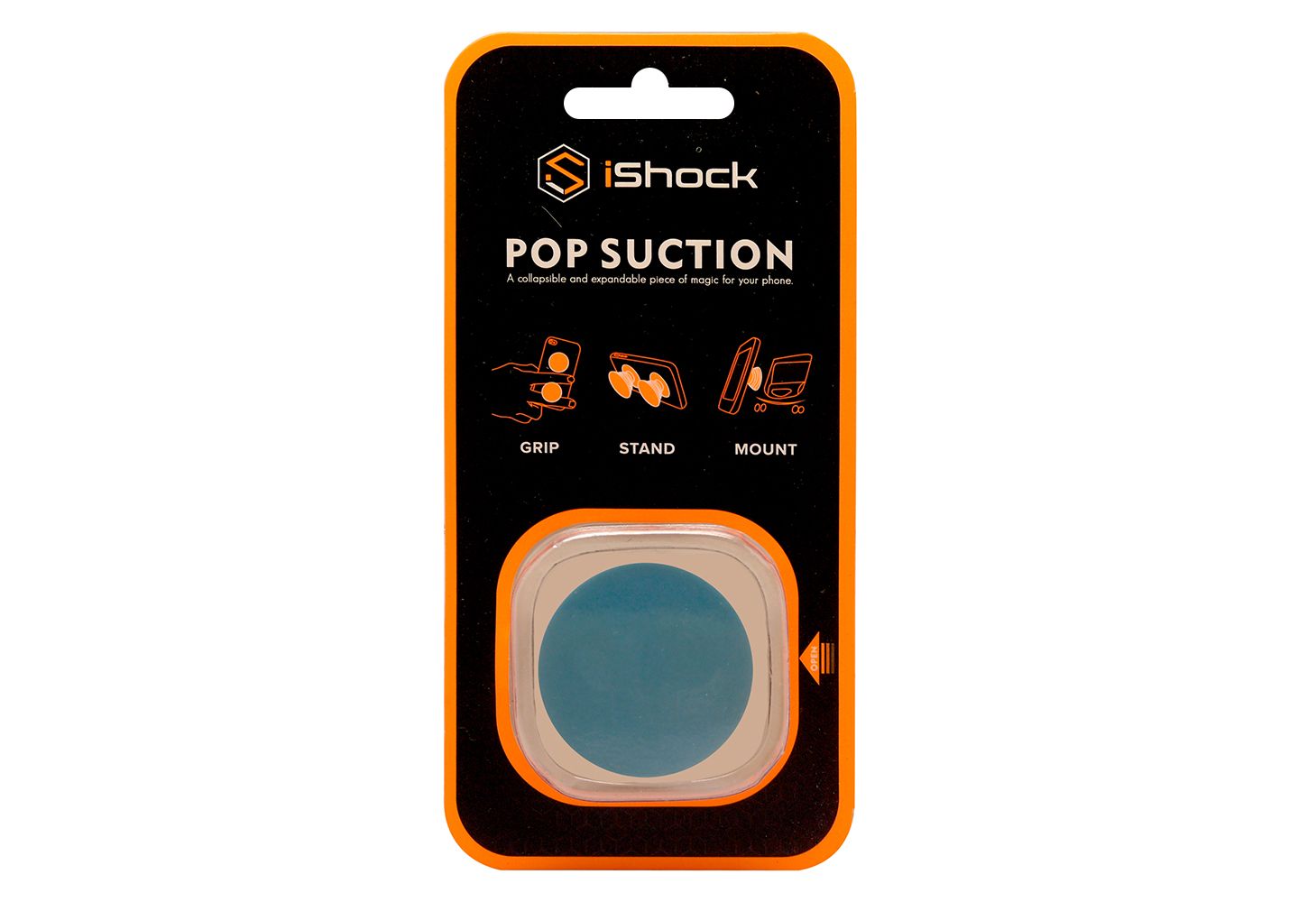 iShock Pop Suction Phone Grip Stand - Light Blue