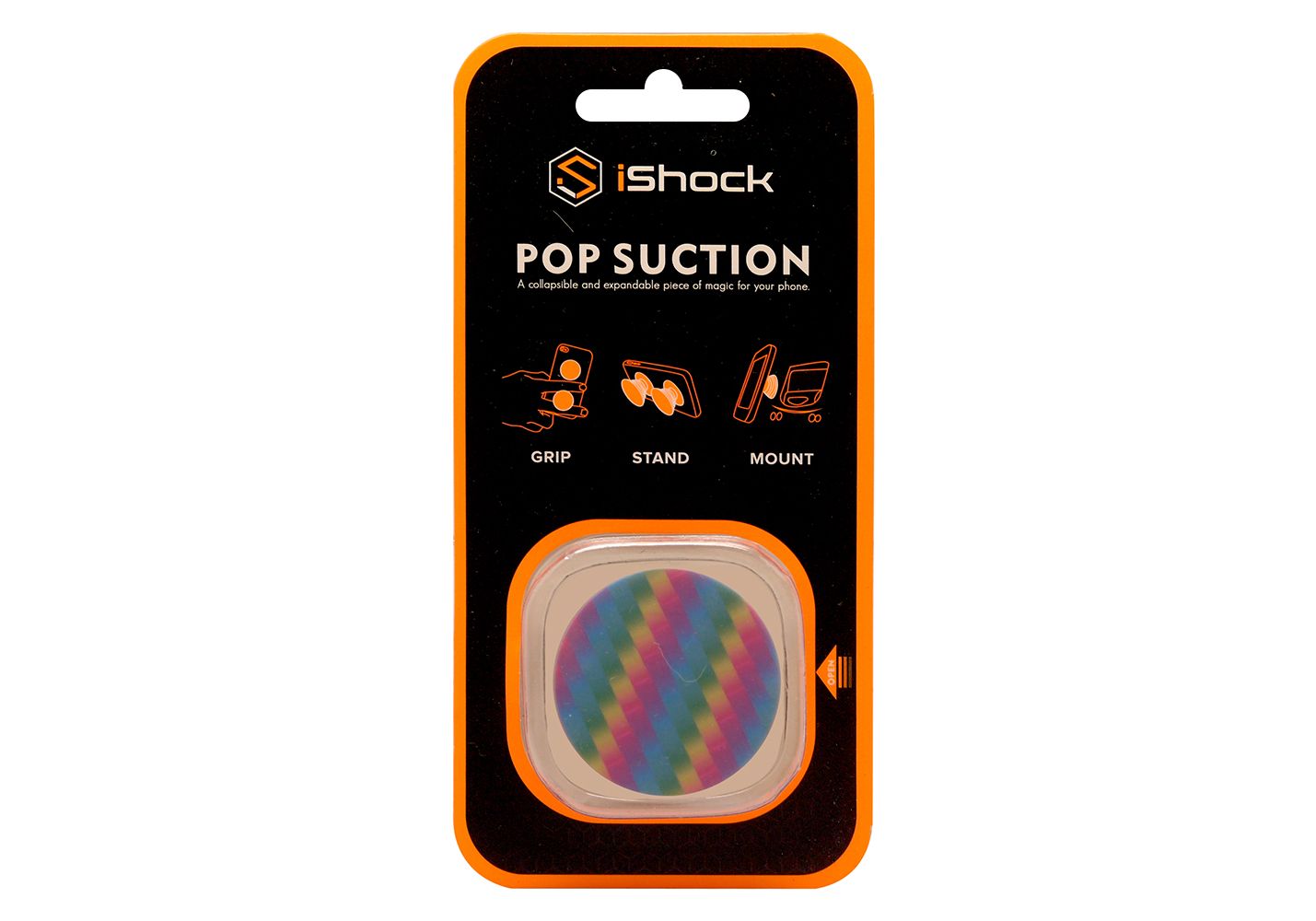 iShock Pop Suction Phone Grip Stand - Round Lights